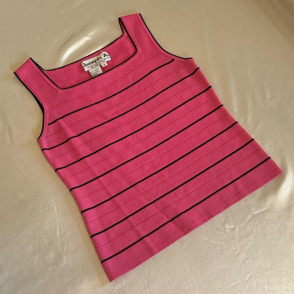 Vintage Joseph A. Pink and Black Striped Tank Top